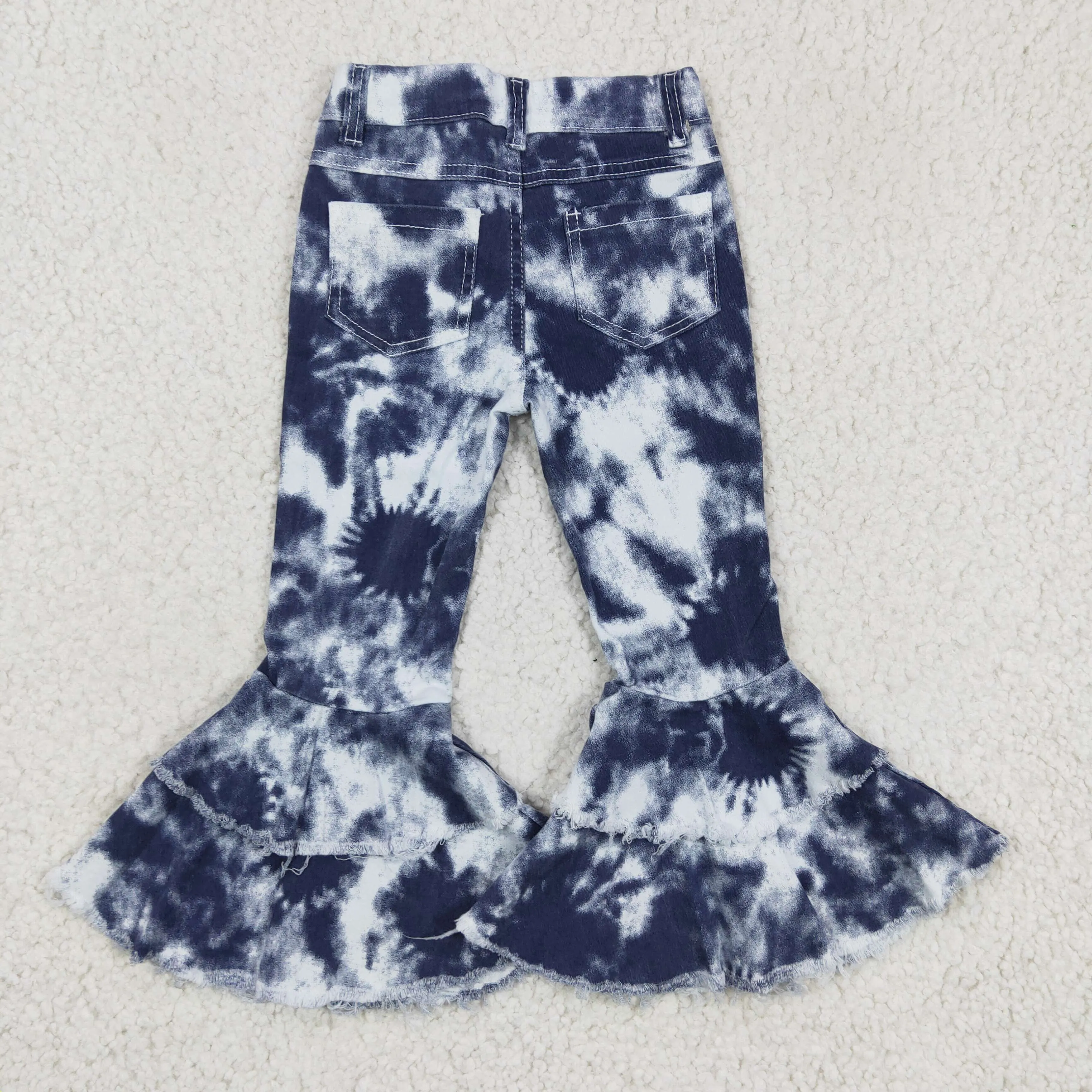 1121 RTS bleached double ruffles denim jeans pants P0035