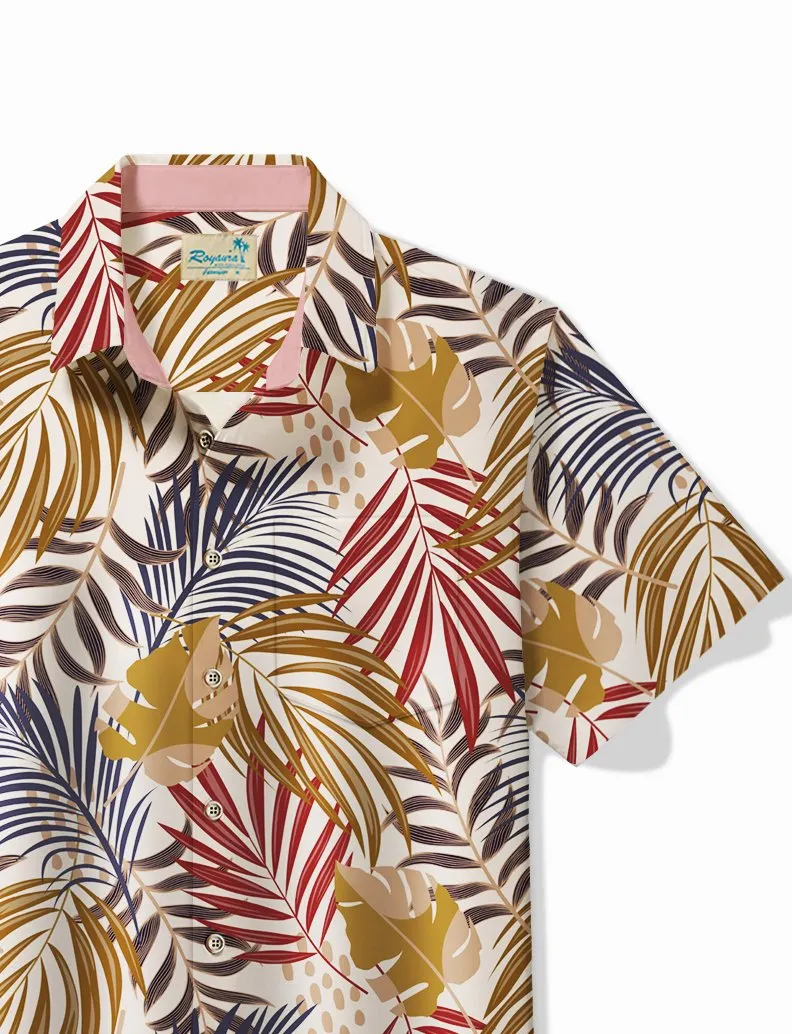 Alohadaddy Floral Palm Leaf Casual Loose Men's Short Sleeve Shirt