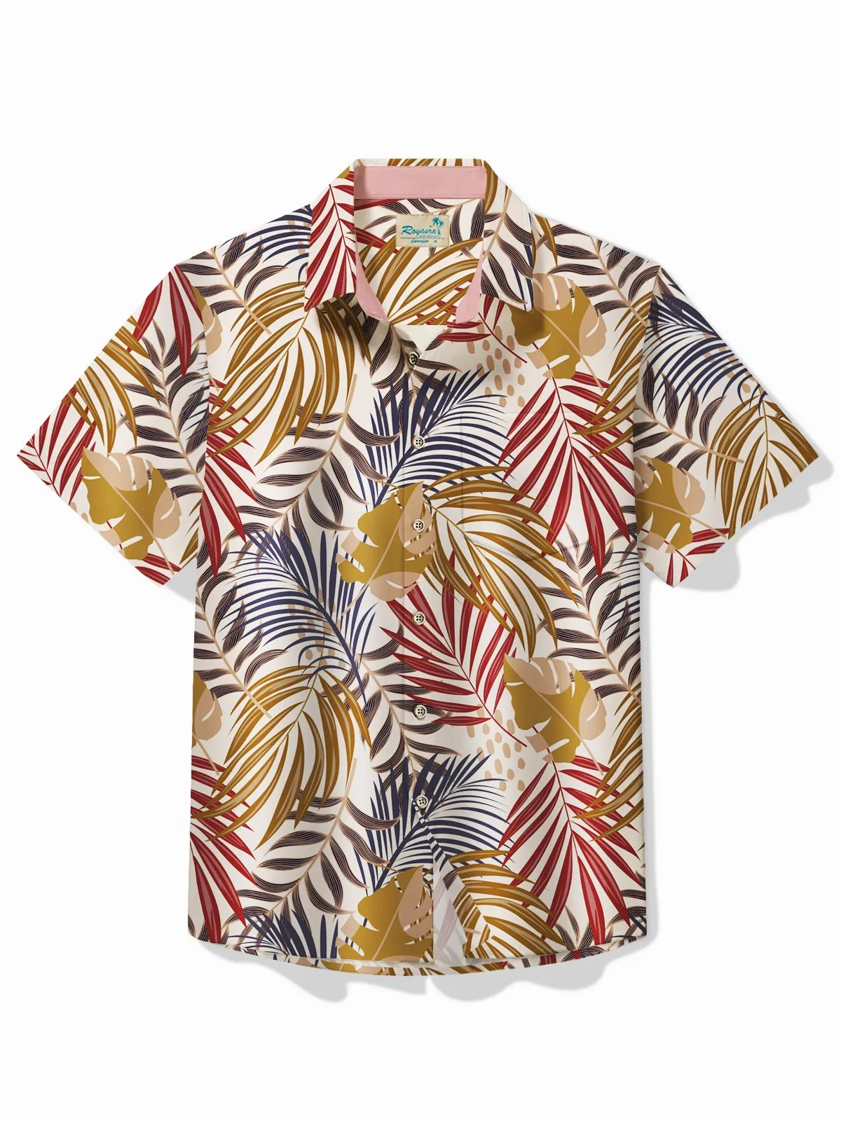 Alohadaddy Floral Palm Leaf Casual Loose Men's Short Sleeve Shirt