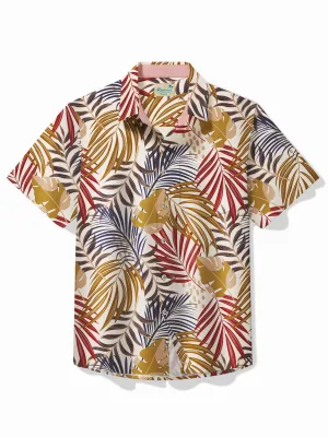 Alohadaddy Floral Palm Leaf Casual Loose Men's Short Sleeve Shirt