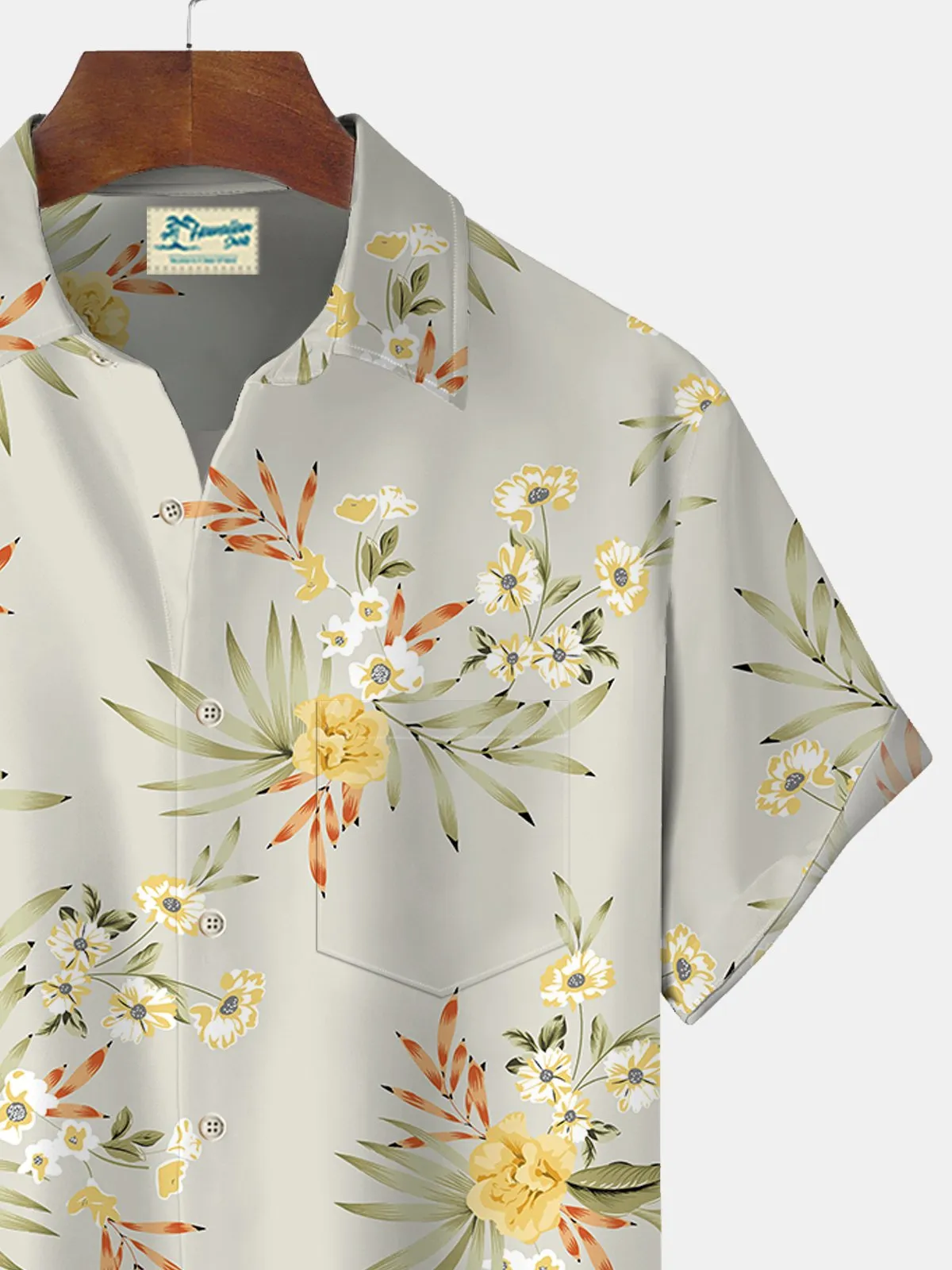 Alohadaddy Floral Print Beach Men's Hawaiian Oversized Short Sleeve Shirt with Pockets