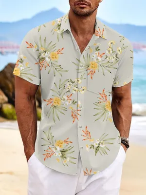 Alohadaddy Floral Print Beach Men's Hawaiian Oversized Short Sleeve Shirt with Pockets