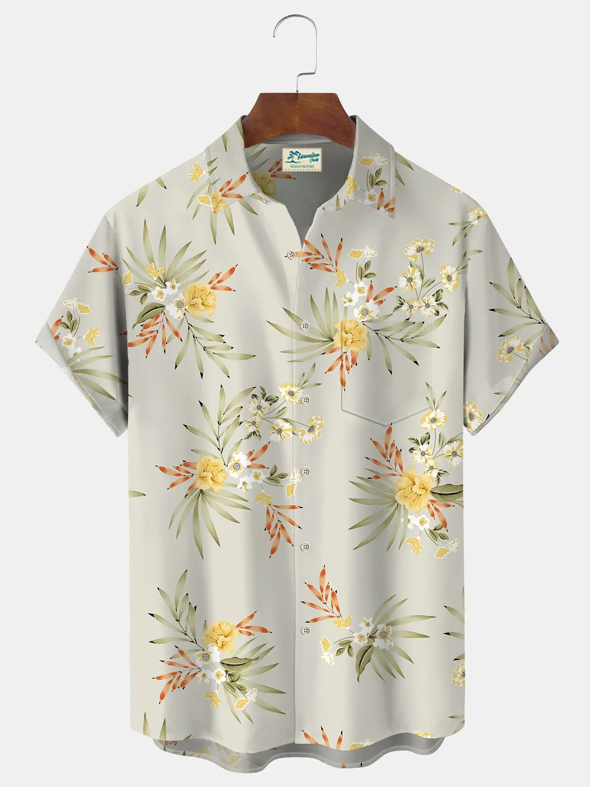 Alohadaddy Floral Print Beach Men's Hawaiian Oversized Short Sleeve Shirt with Pockets