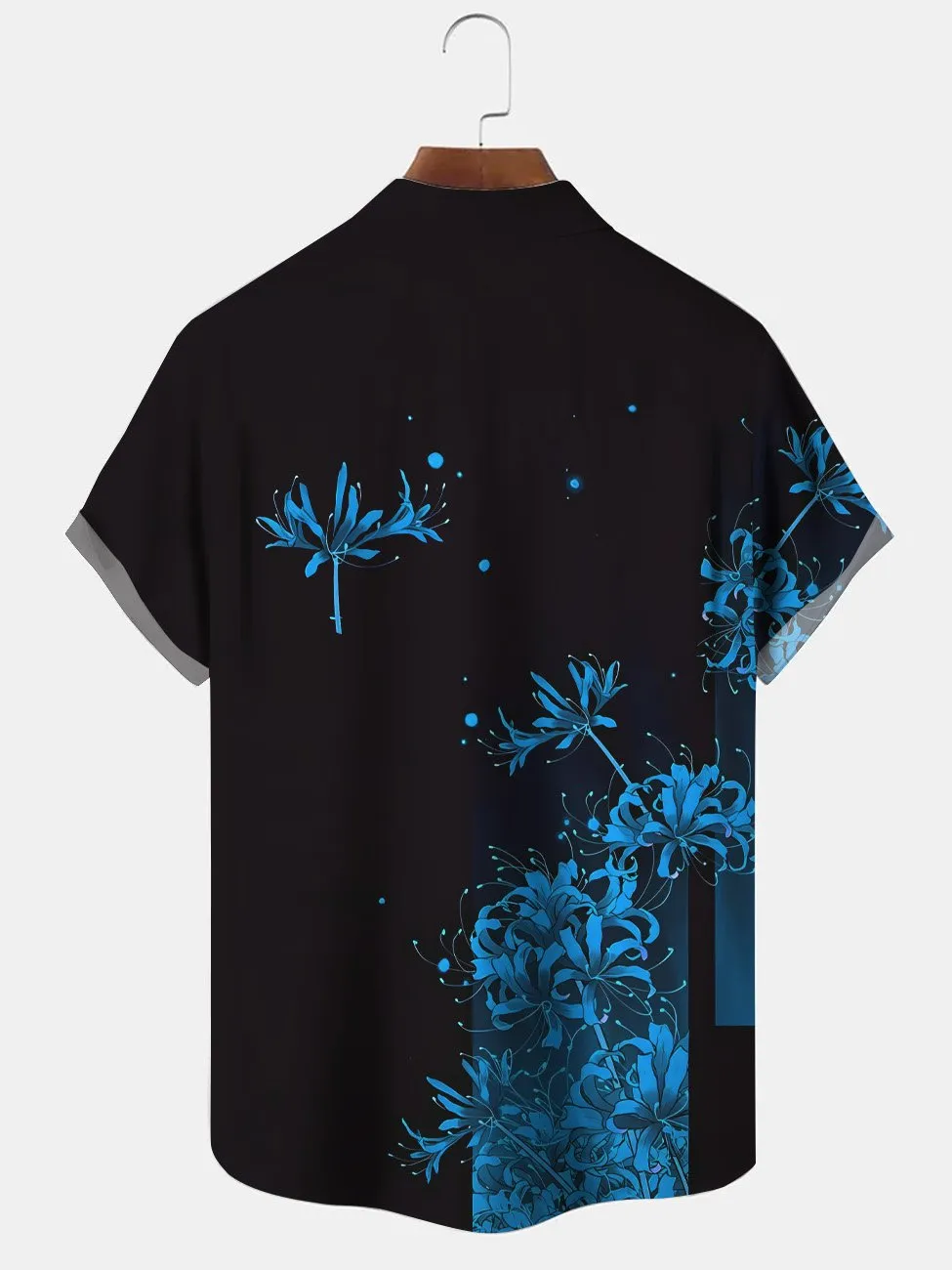 Alohadaddy Flower Geometric Pattern Men Button Pocket Casual Short Sleeve Shirt