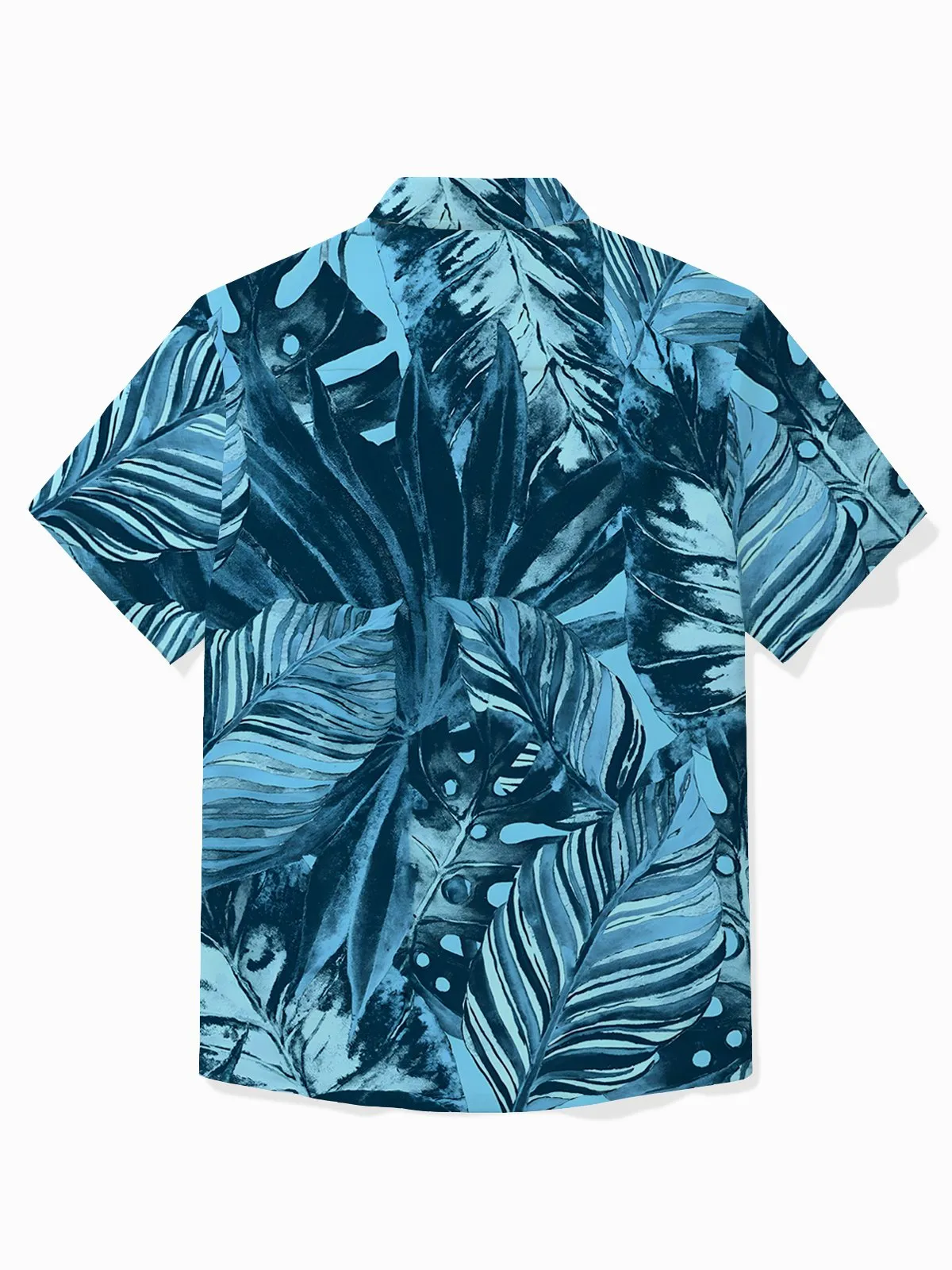 Alohadaddy Hawaiian Plant Leaf Print Men's Button Pocket Short Sleeve Shirt