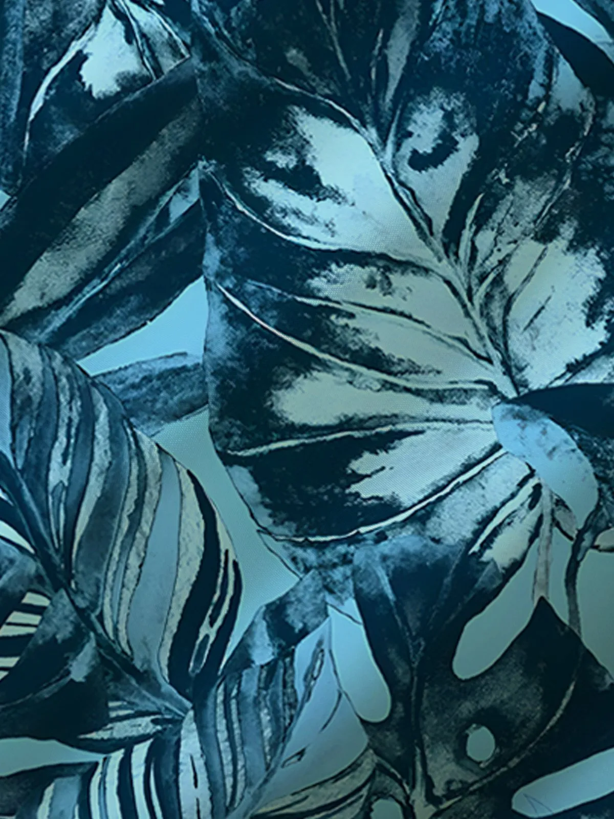 Alohadaddy Hawaiian Plant Leaf Print Men's Button Pocket Short Sleeve Shirt