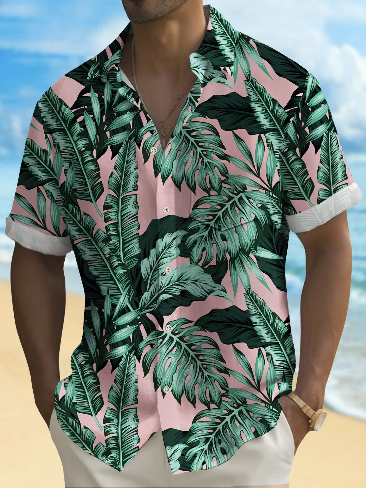Alohadaddy Hawaiian Shirt Botanical Print Men's Button Pocket Shirt
