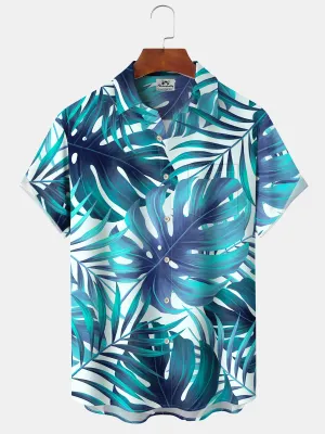 Alohadaddy Hawaiian Tropical Floral Plant Banana Leaf Gradient Resort Shirt