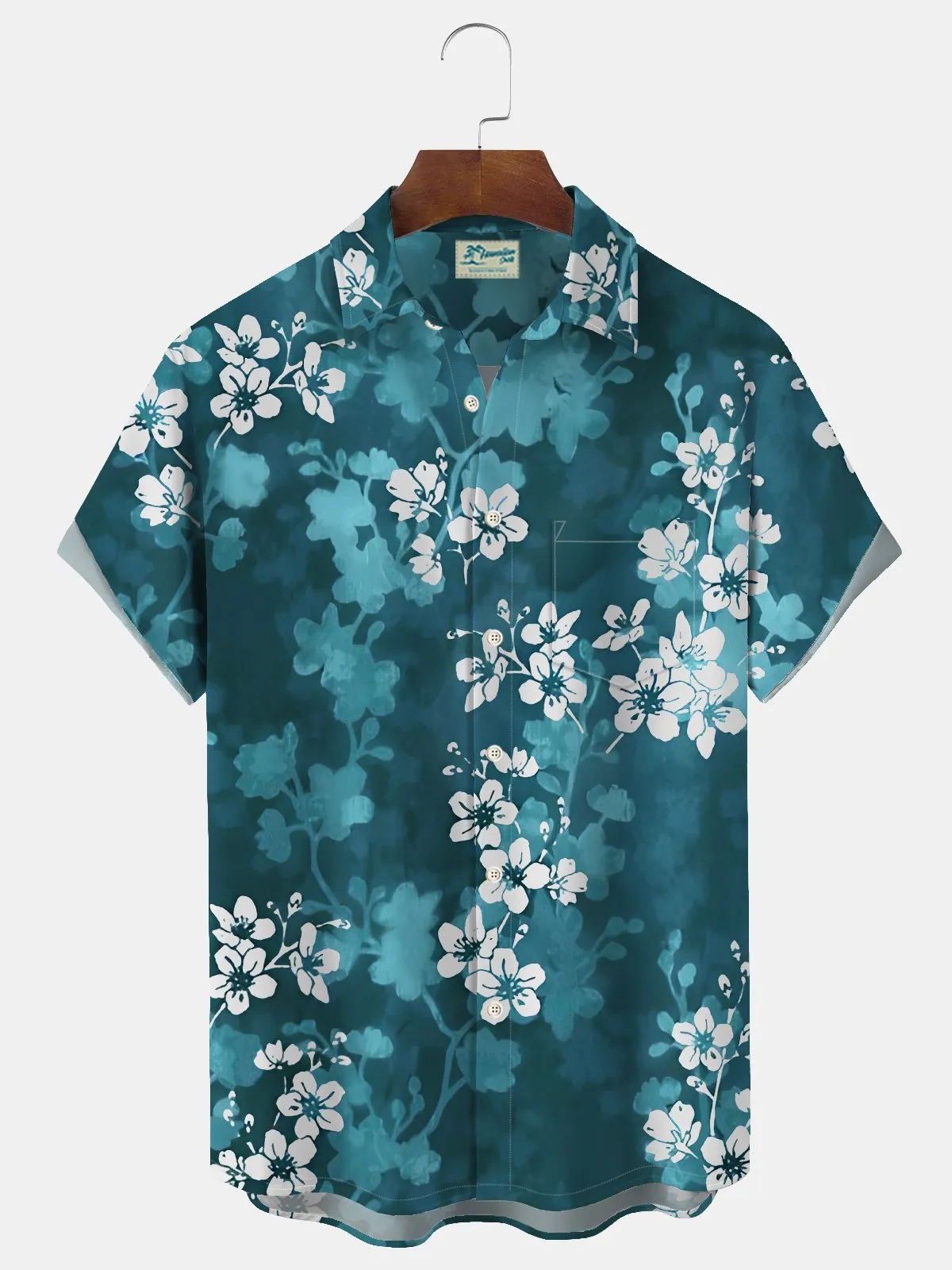 Alohadaddy Hawaiian Vintage Floral Print Men's Button Down Pocket Short Sleeve Shirt