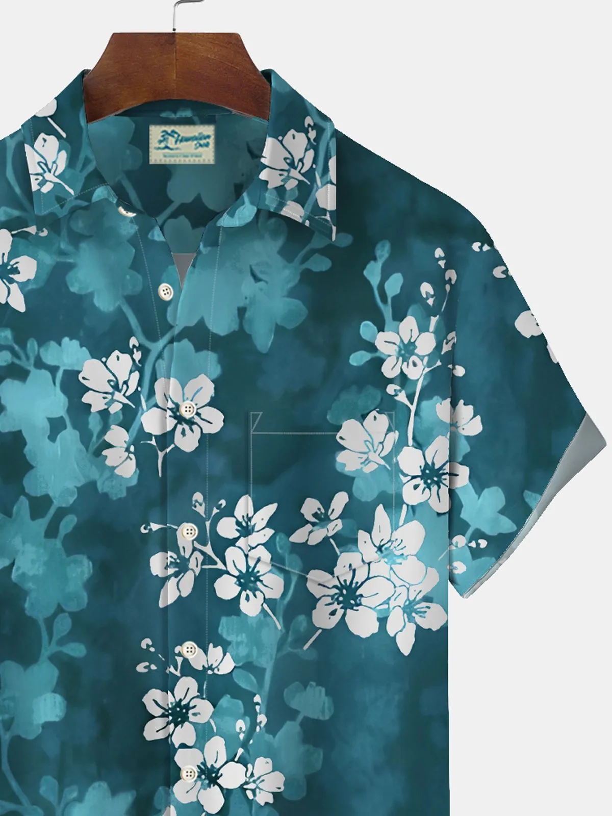 Alohadaddy Hawaiian Vintage Floral Print Men's Button Down Pocket Short Sleeve Shirt