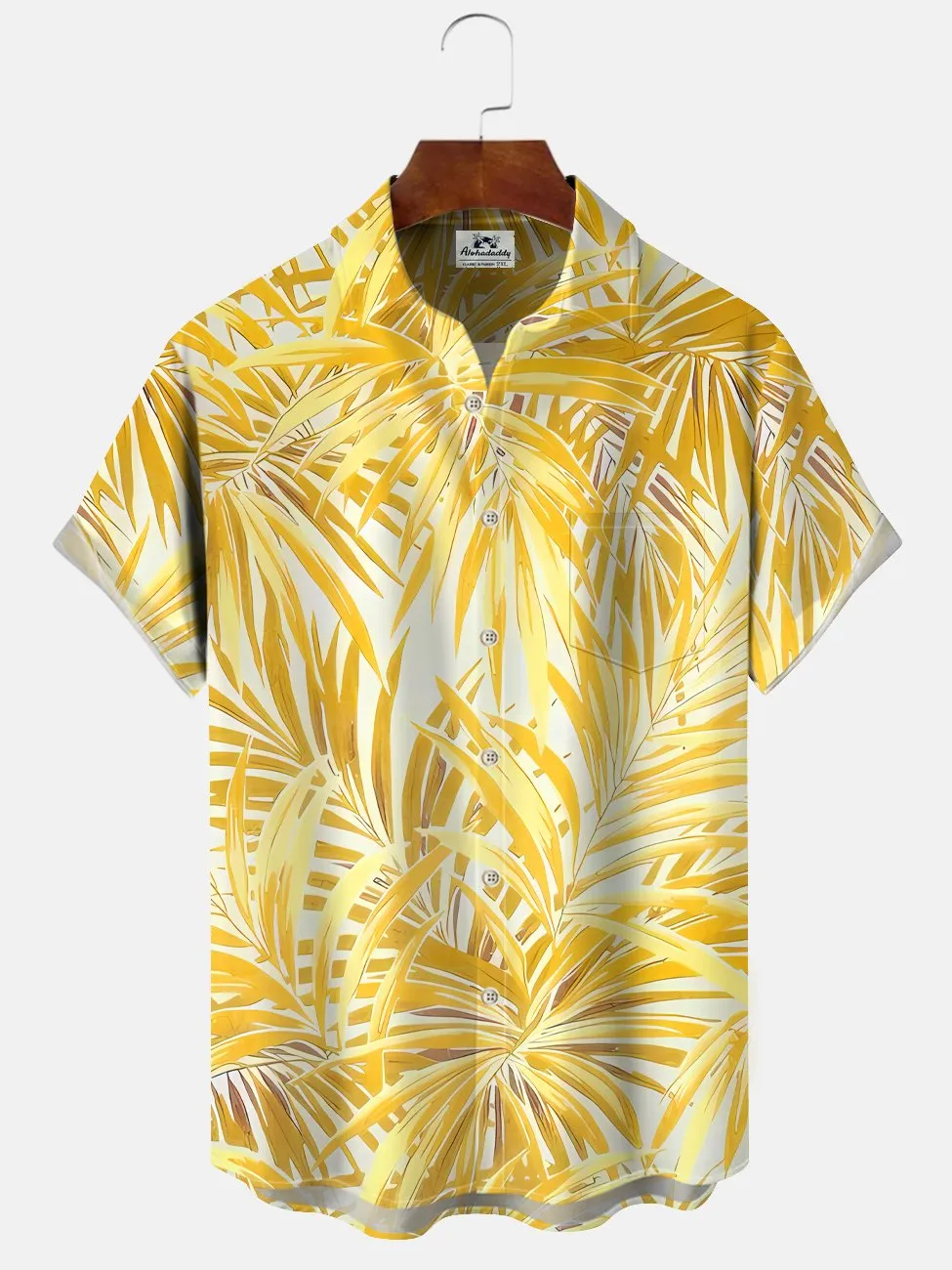 Alohadaddy Plant Coconut Tree Pocket Casual Short Sleeve Shirt