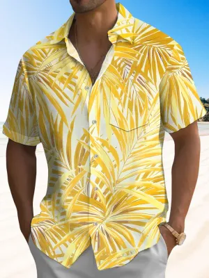 Alohadaddy Plant Coconut Tree Pocket Casual Short Sleeve Shirt
