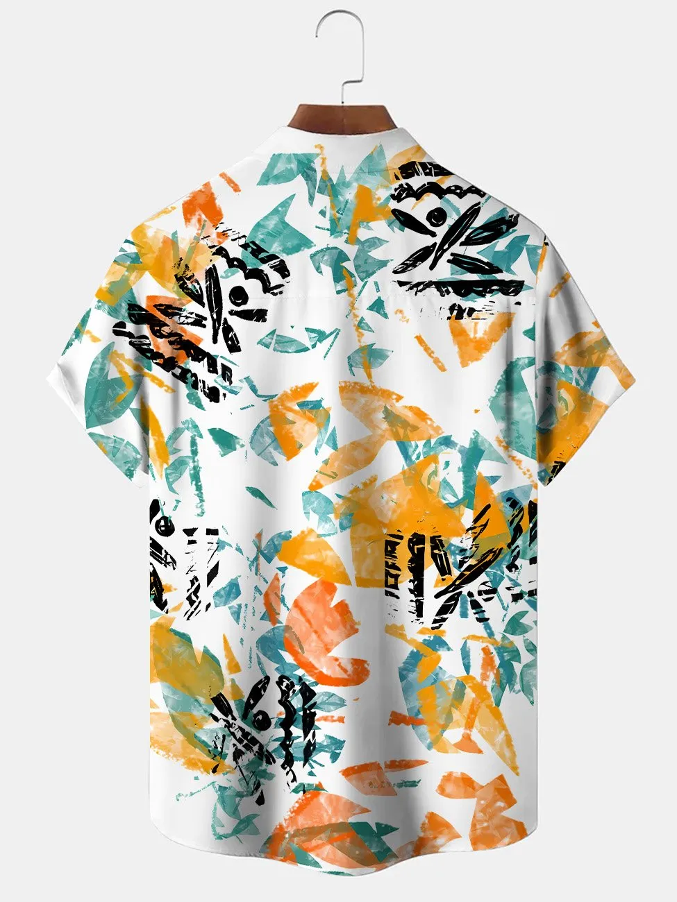 Alohadaddy Summer Flowers Leaves Art Pocket Buttons Leisure Vacation Men's Short Sleeve Shirt