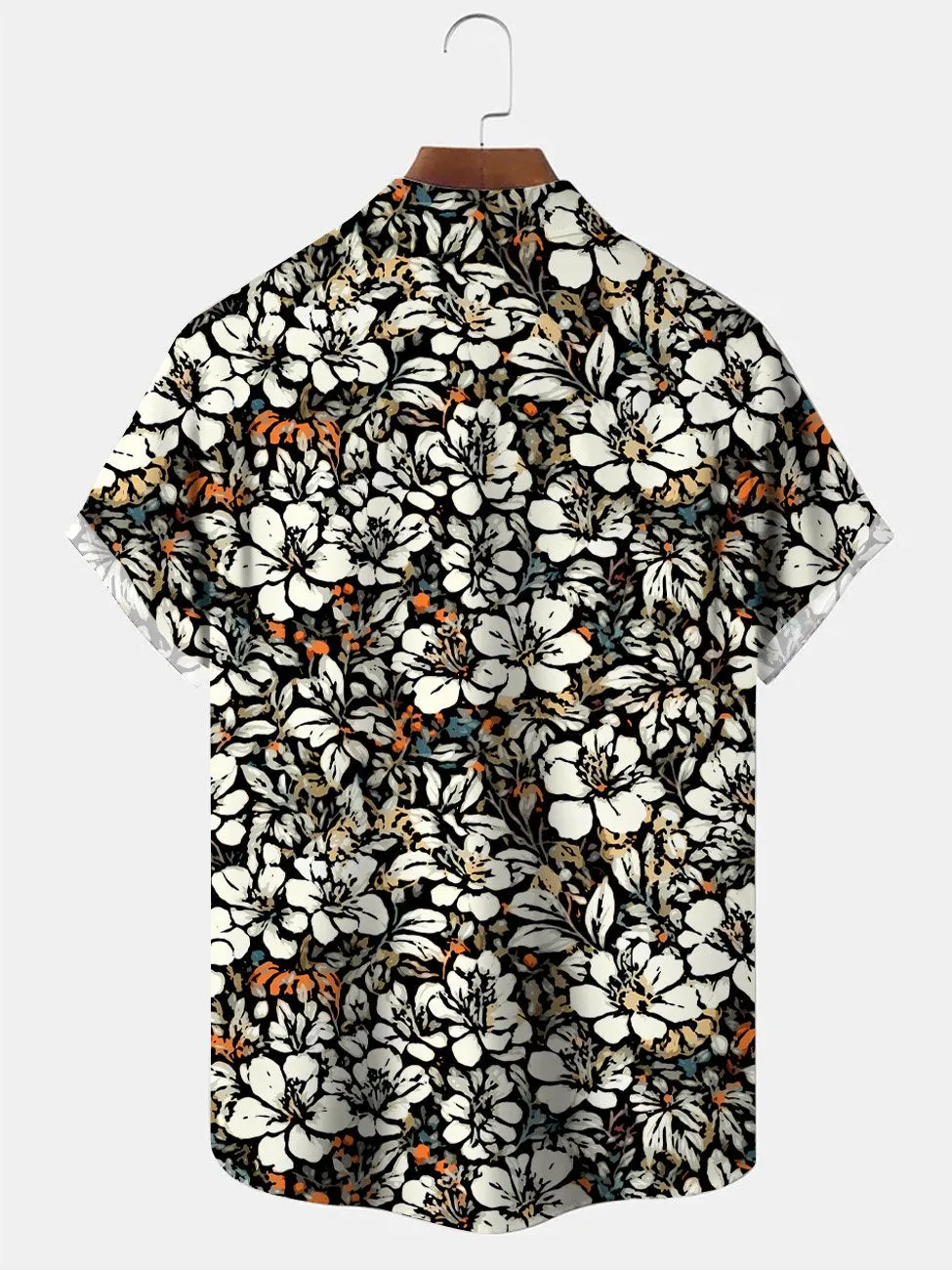 Alohadaddy Vintage Plant Flower Button Pocket Casual Short Sleeve Shirt