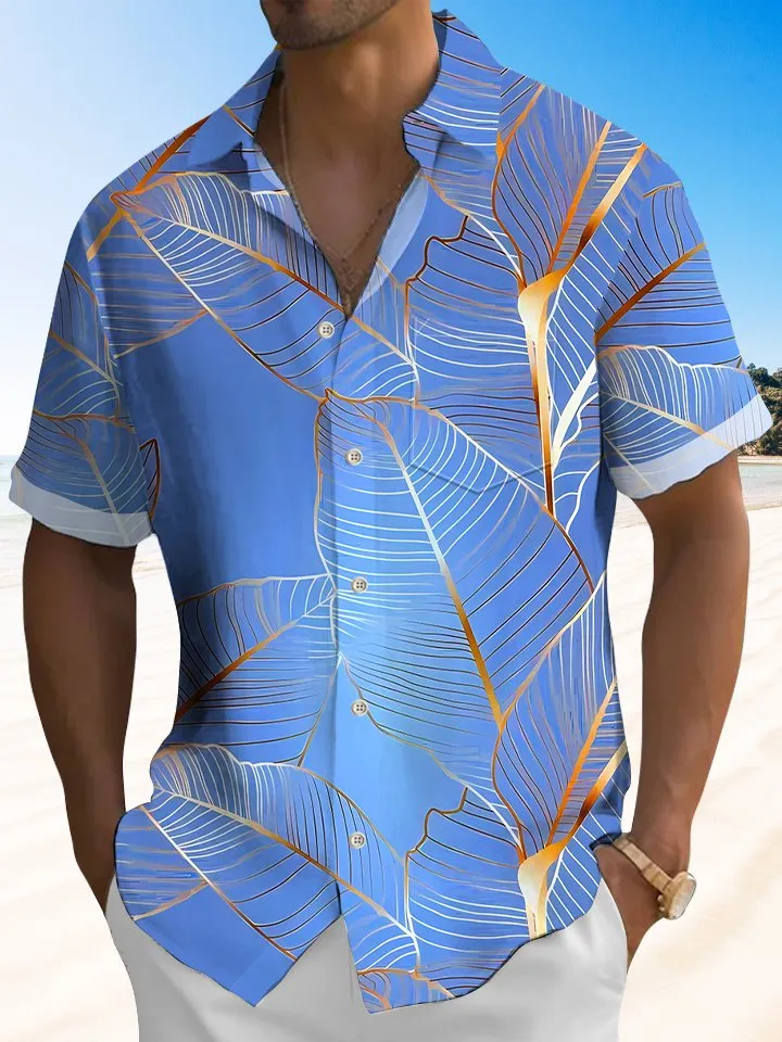 Alohadaddy Vintage Plant Printed Casual Plus Size Shirts