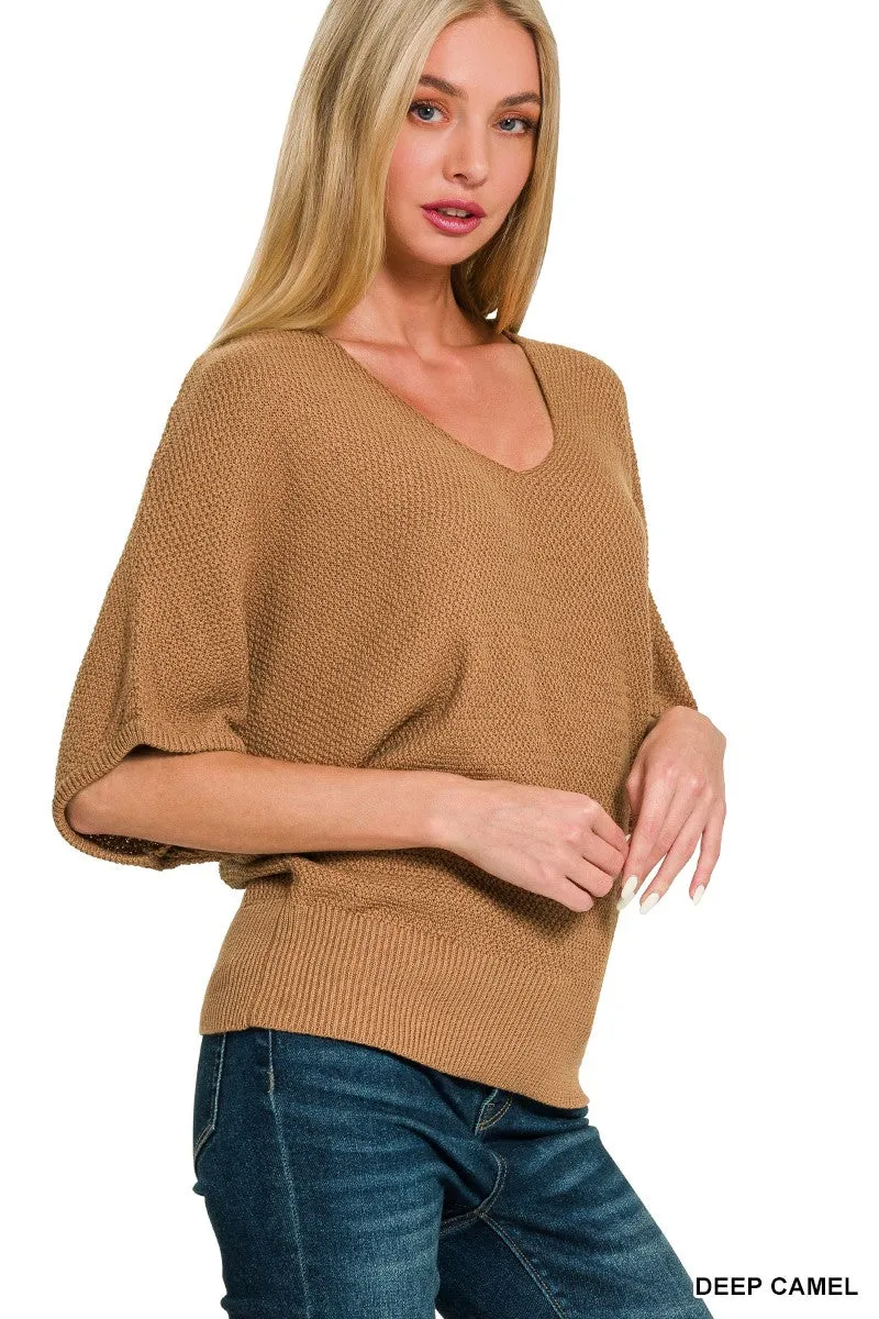 Amazing Days Deep Camel V-Neck Sweater Top