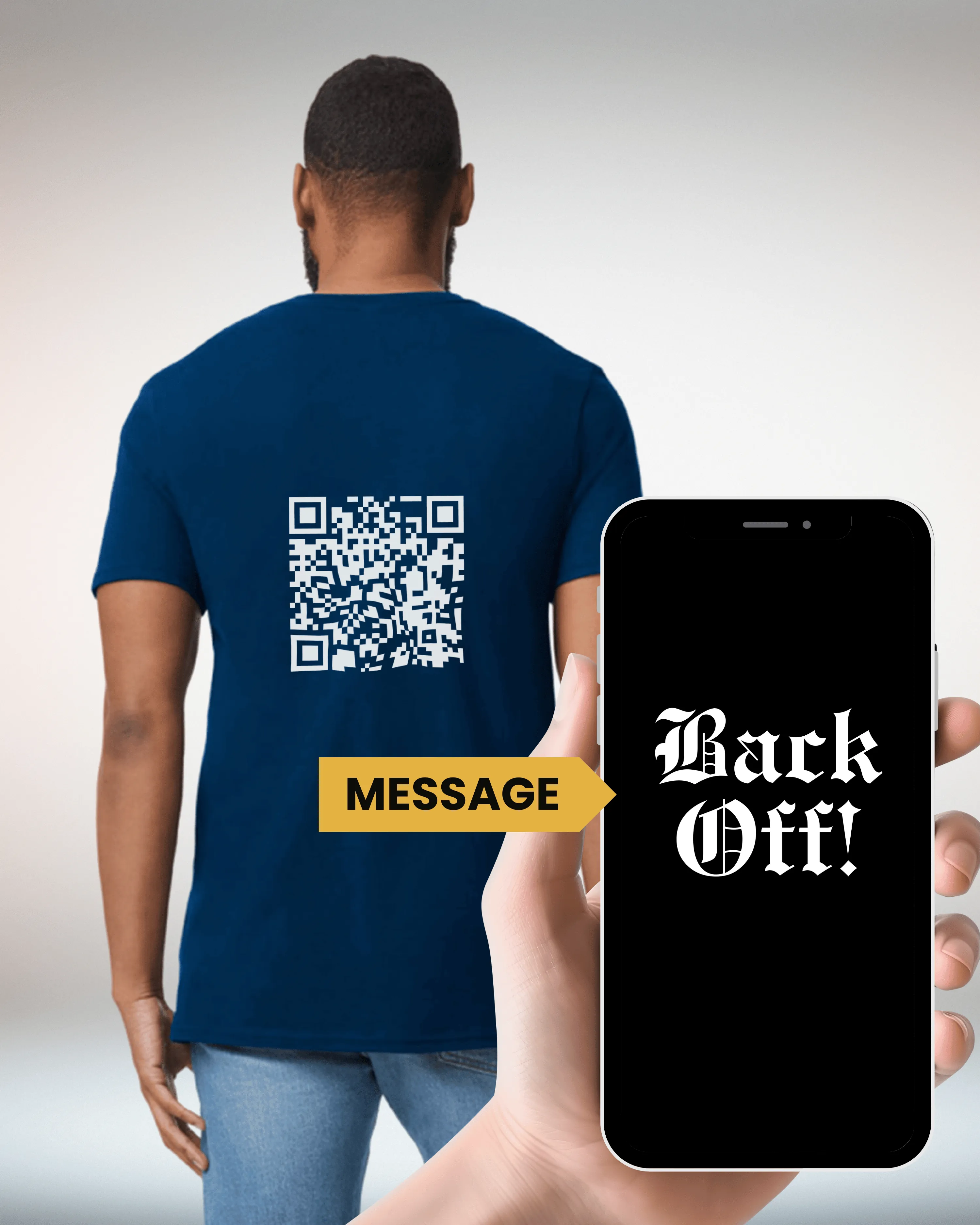 Back Off V-Neck QR Code