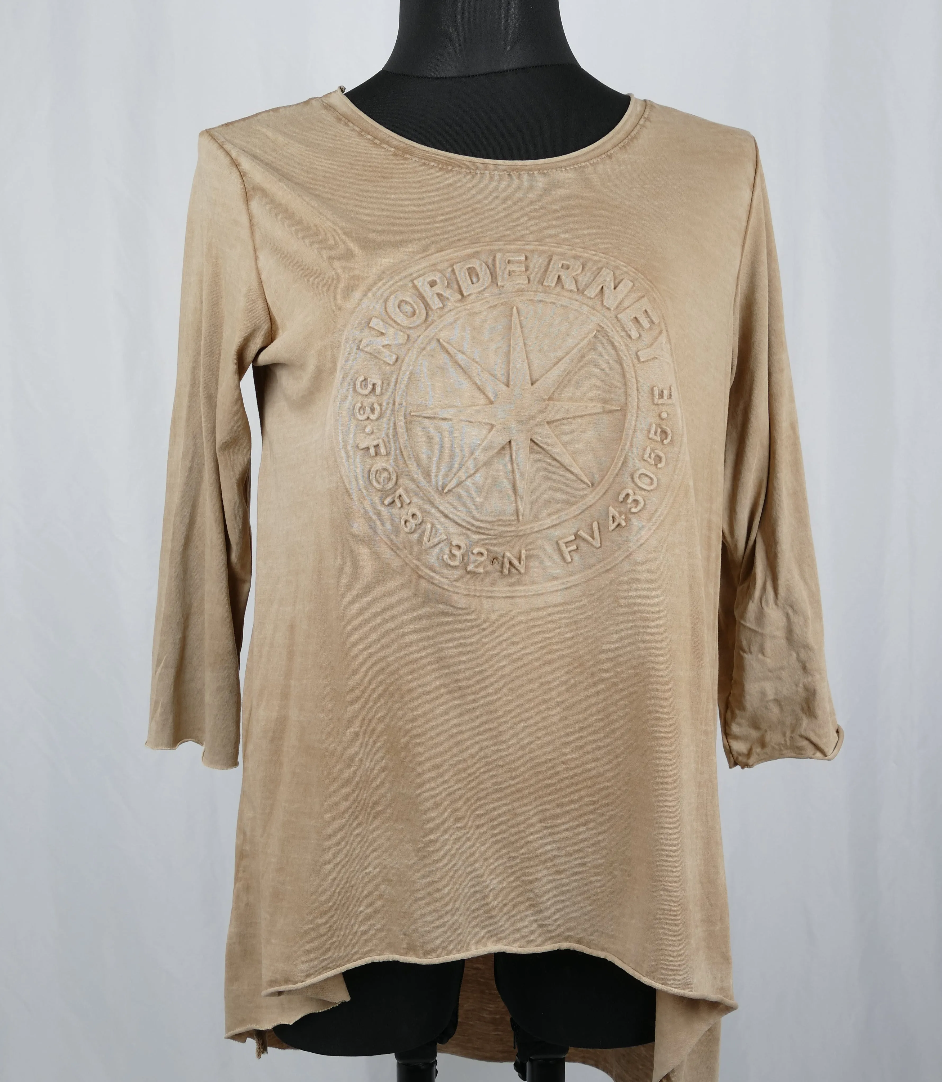 Basic Shirt Norderney Schriftzug mit Rundhalsausschnitt Langarm