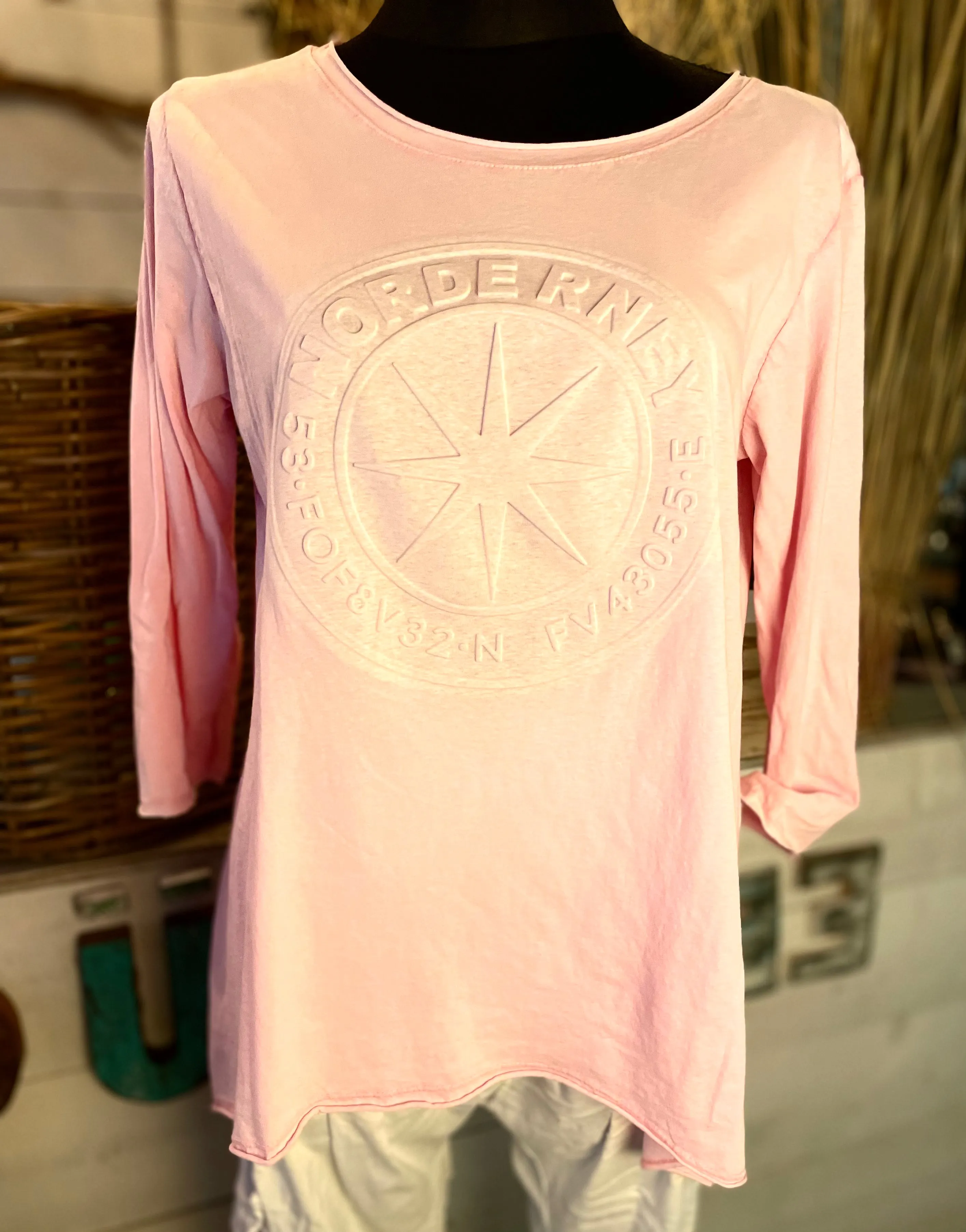 Basic Shirt Norderney Schriftzug mit Rundhalsausschnitt Langarm