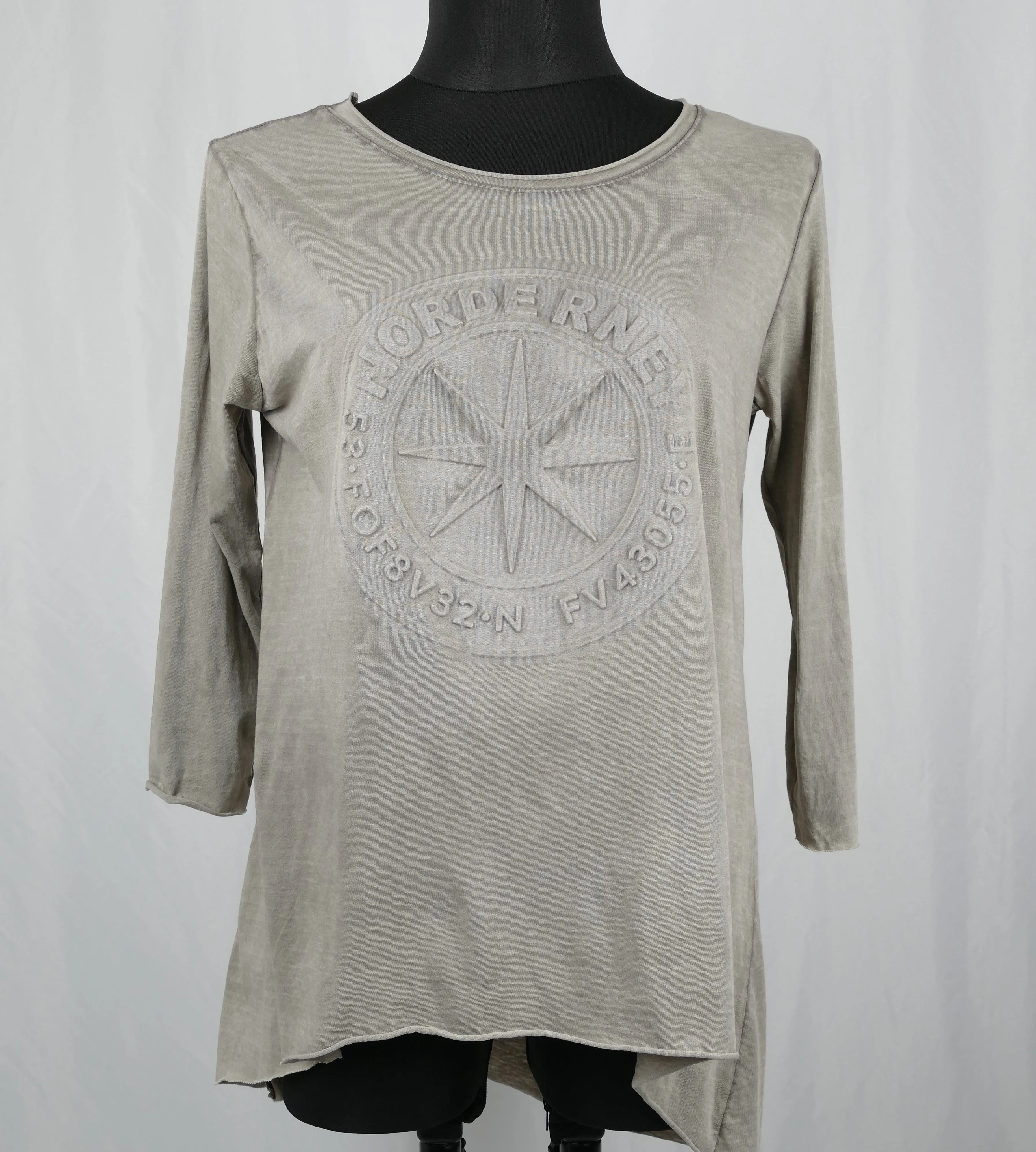 Basic Shirt Norderney Schriftzug mit Rundhalsausschnitt Langarm