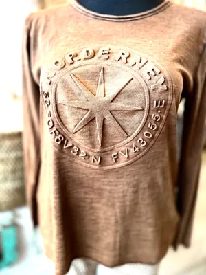 Basic Shirt Norderney Schriftzug mit Rundhalsausschnitt Langarm