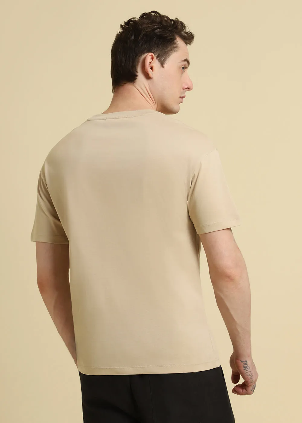 Beige Basic Regular Fit T-shirt