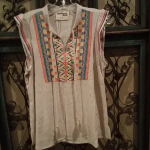 Beige Cap Sleeve Embroidered Top | Savana Jane
