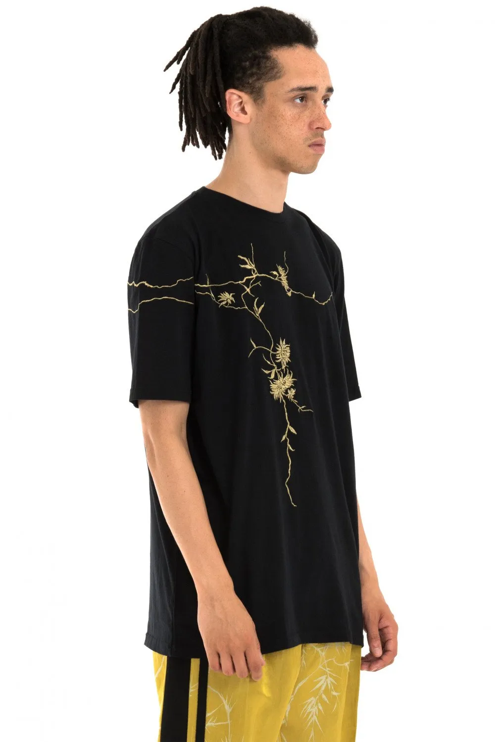 Black Floral Embroidered T-Shirt
