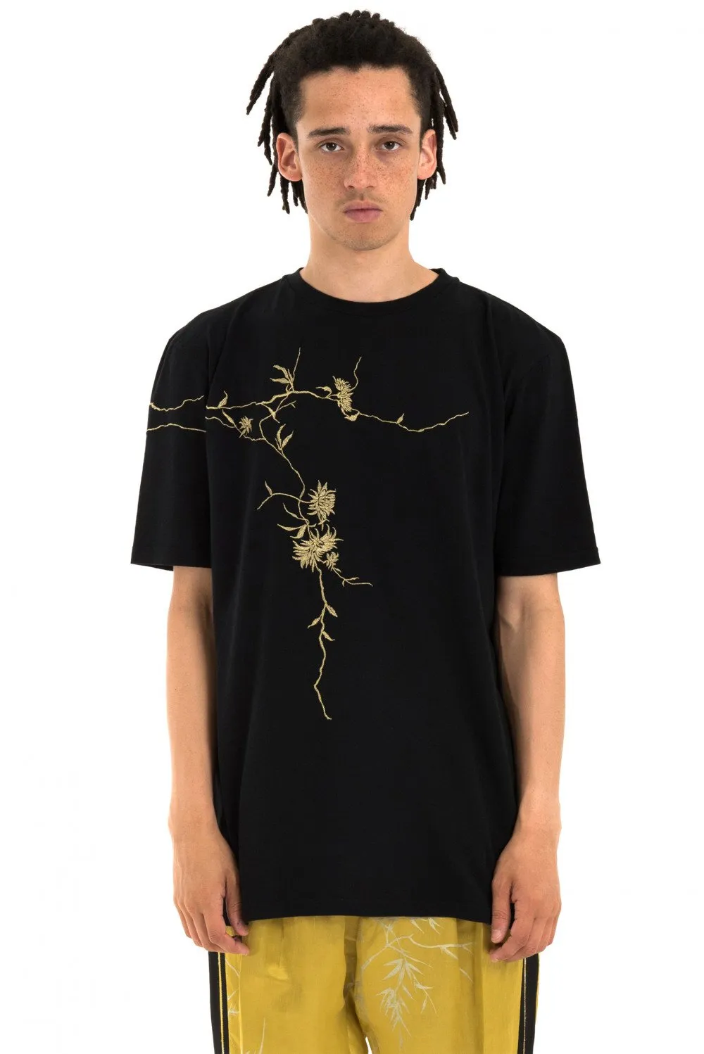 Black Floral Embroidered T-Shirt
