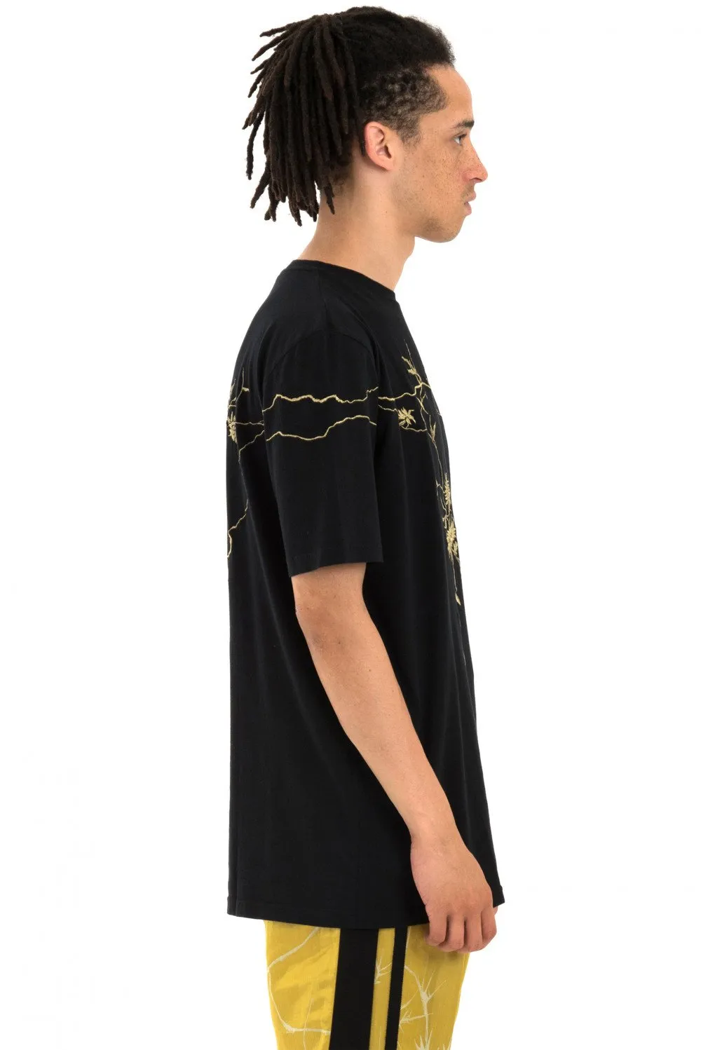 Black Floral Embroidered T-Shirt