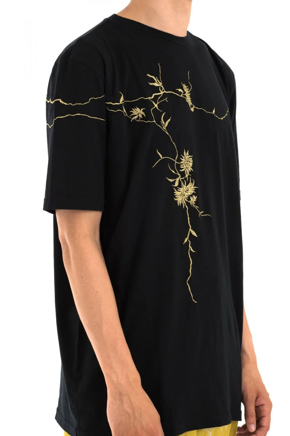 Black Floral Embroidered T-Shirt