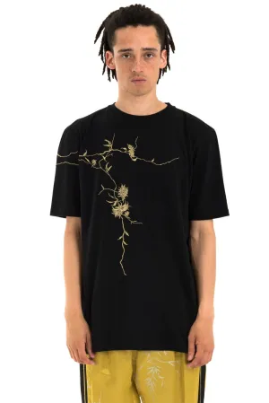 Black Floral Embroidered T-Shirt