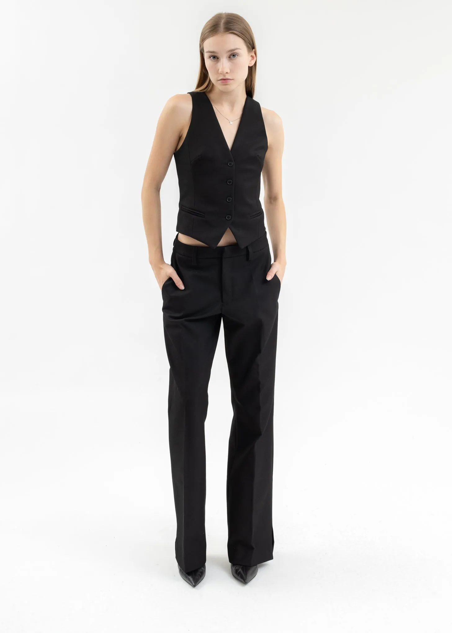 Black RELAXED TAILORED TROUSERS