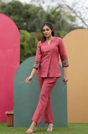 Bliss Pink Pure Linen Co-ord Set