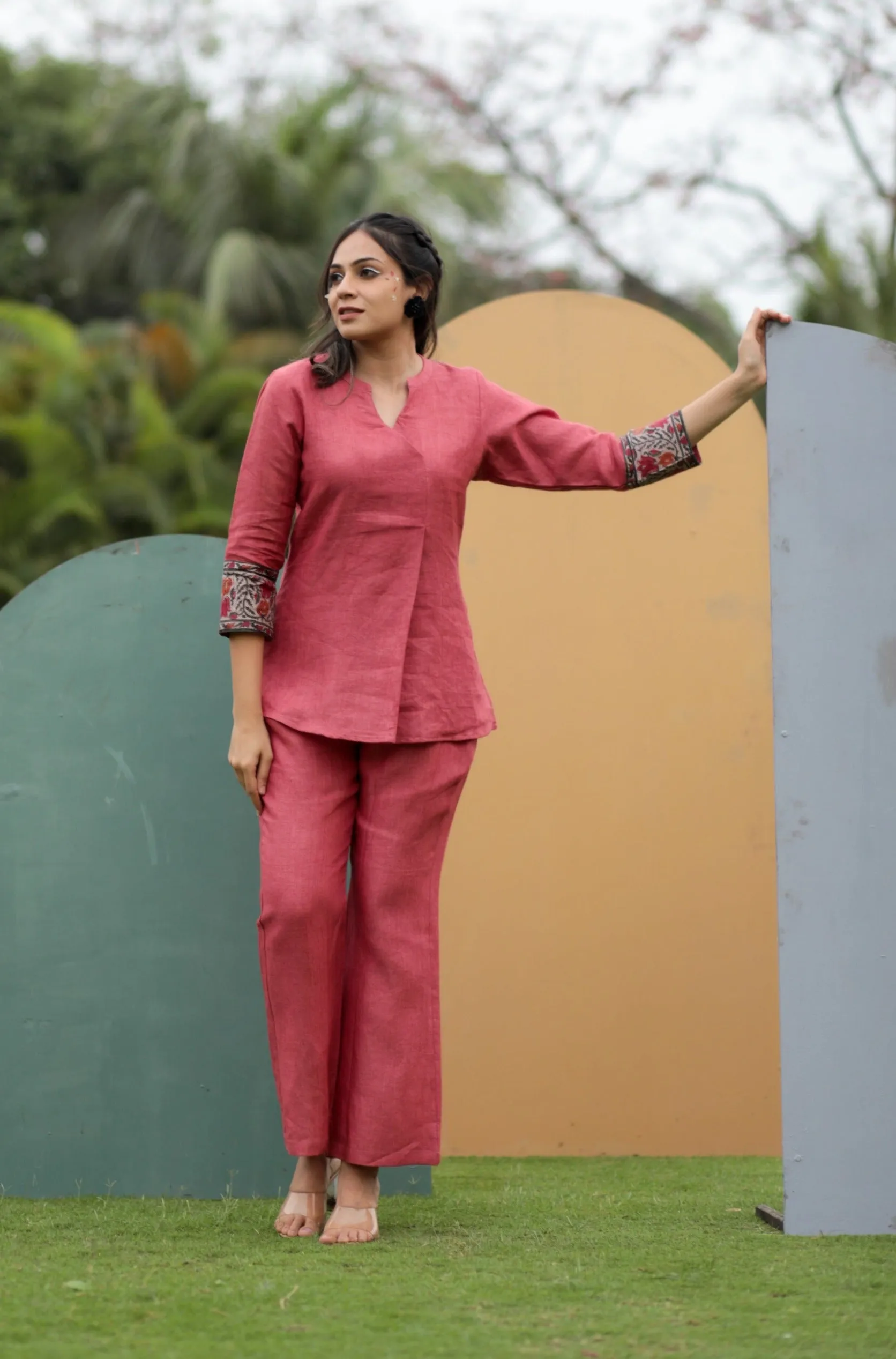Bliss Pink Pure Linen Co-ord Set