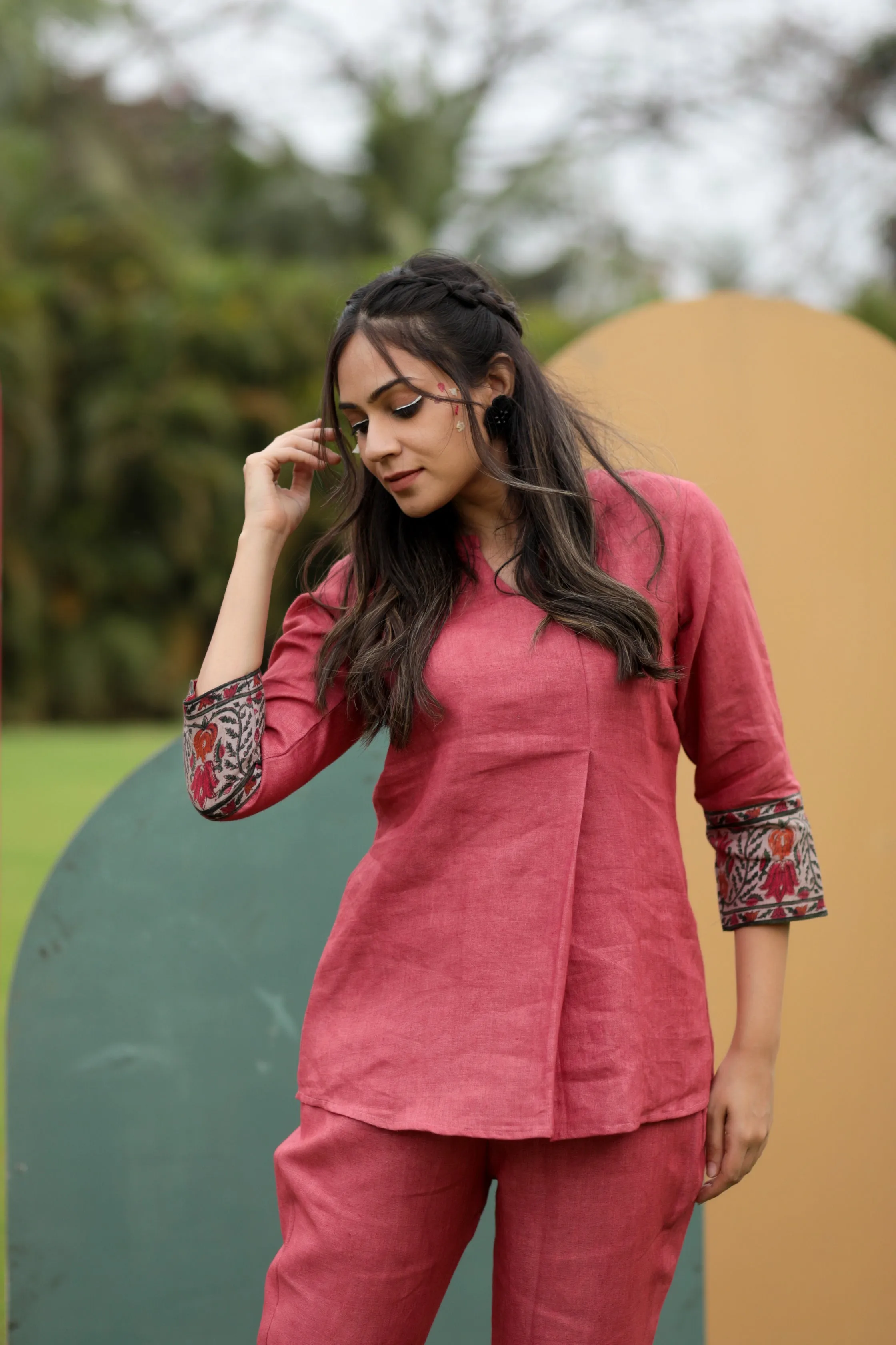 Bliss Pink Pure Linen Co-ord Set