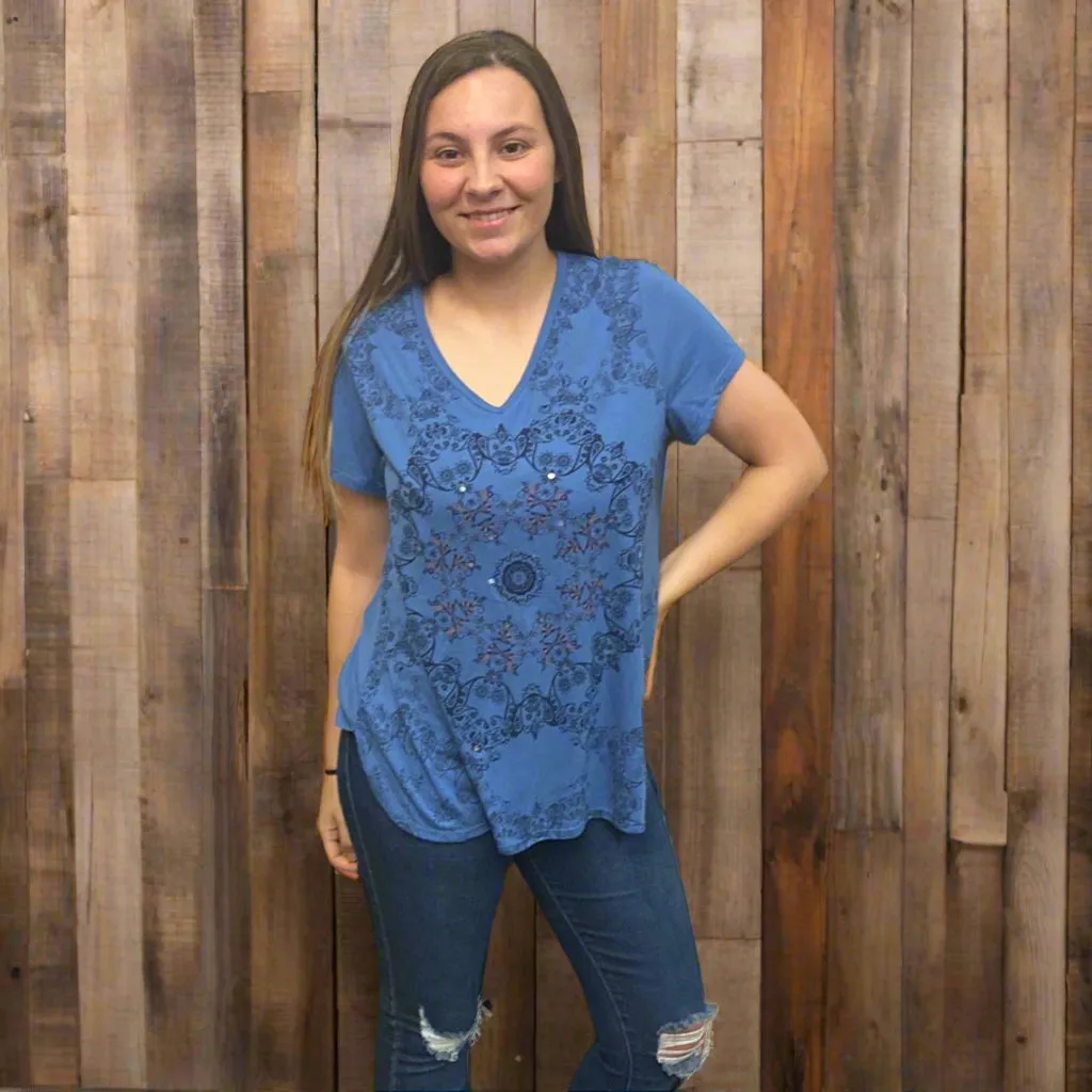 Blue Mandala Graphic Tee