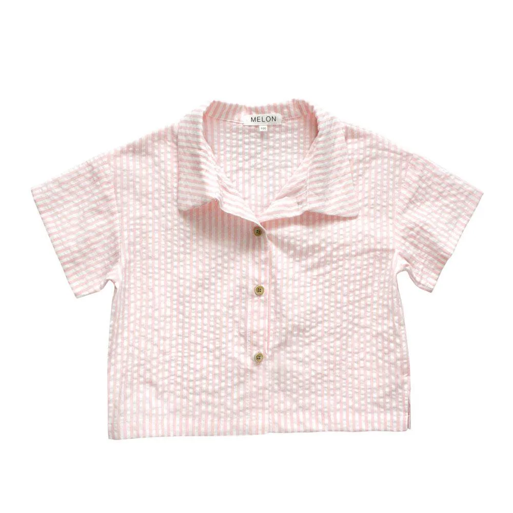 Boxy Relaxed Shirt, Blush with stripes