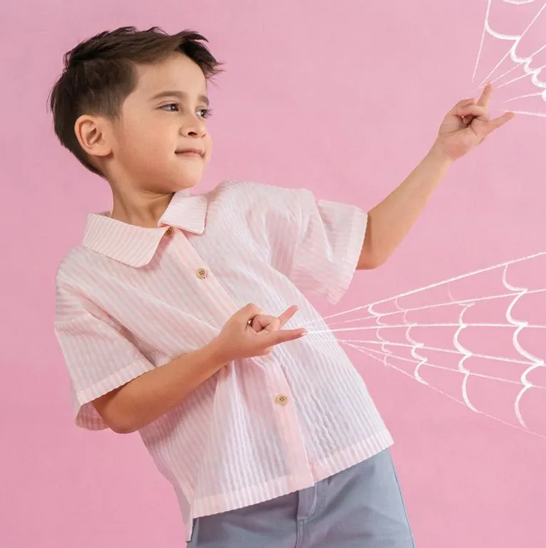 Boxy Relaxed Shirt, Blush with stripes