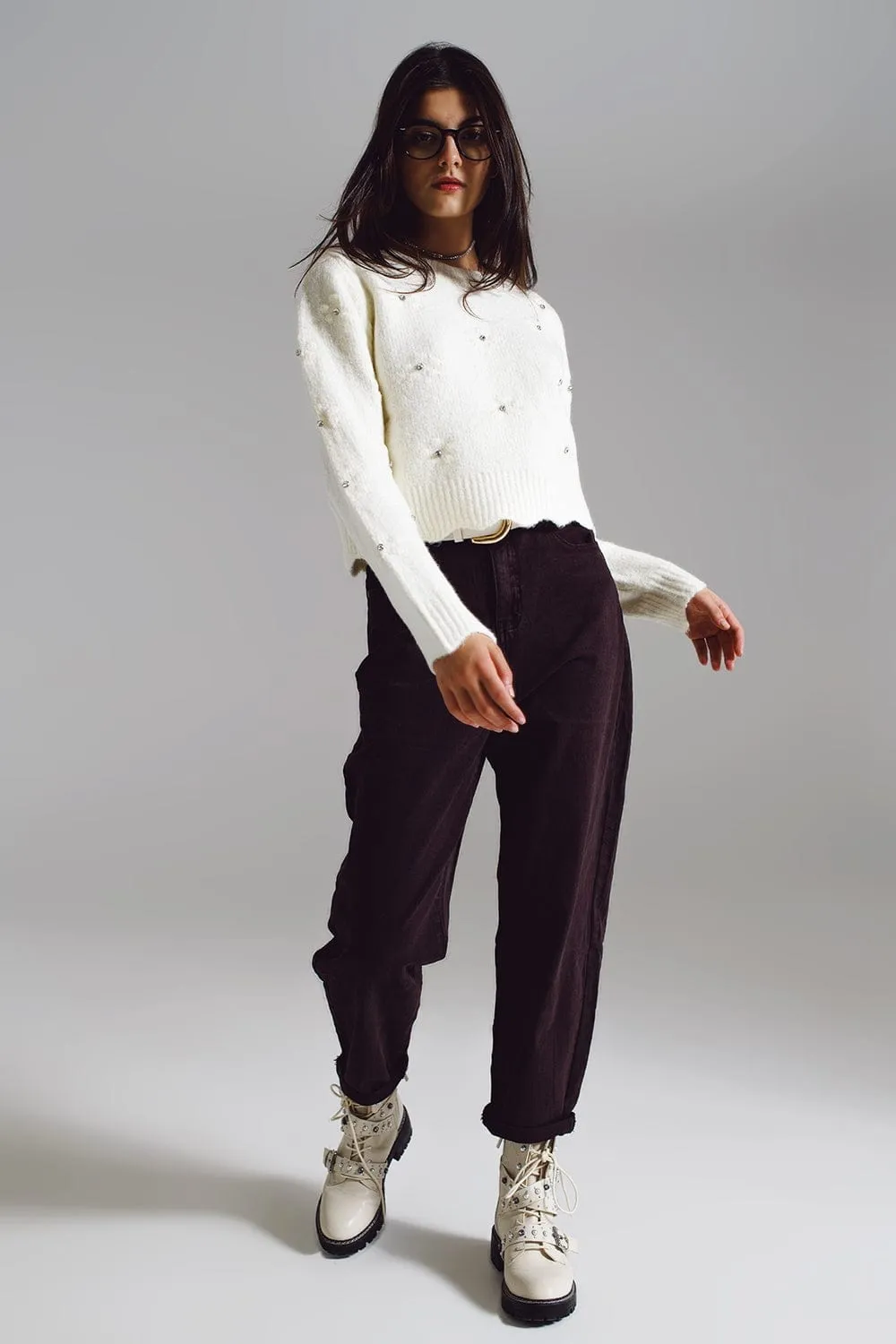Brown Relaxed Pants With Pocket Detail At The Waist