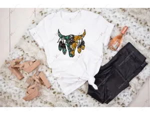 Bull skull western tshirt
