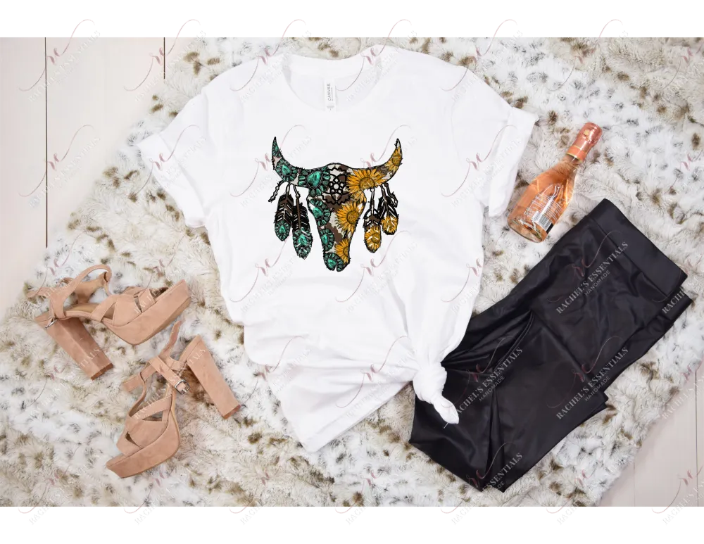 Bull skull western tshirt