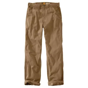 Carhartt Men's Dark Khaki Washed Twill Dungaree Flannel Lined