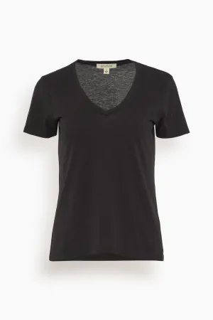 Carol V-Neck Tee Shirt in Jet Black