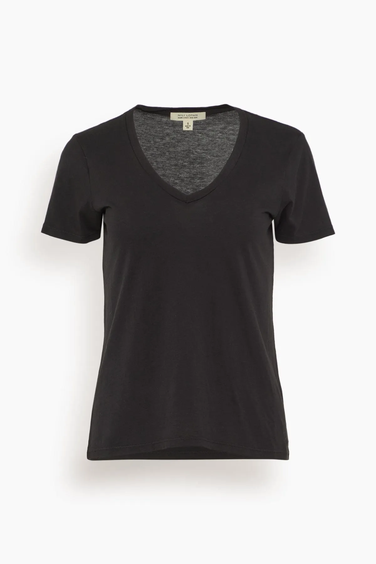 Carol V-Neck Tee Shirt in Jet Black