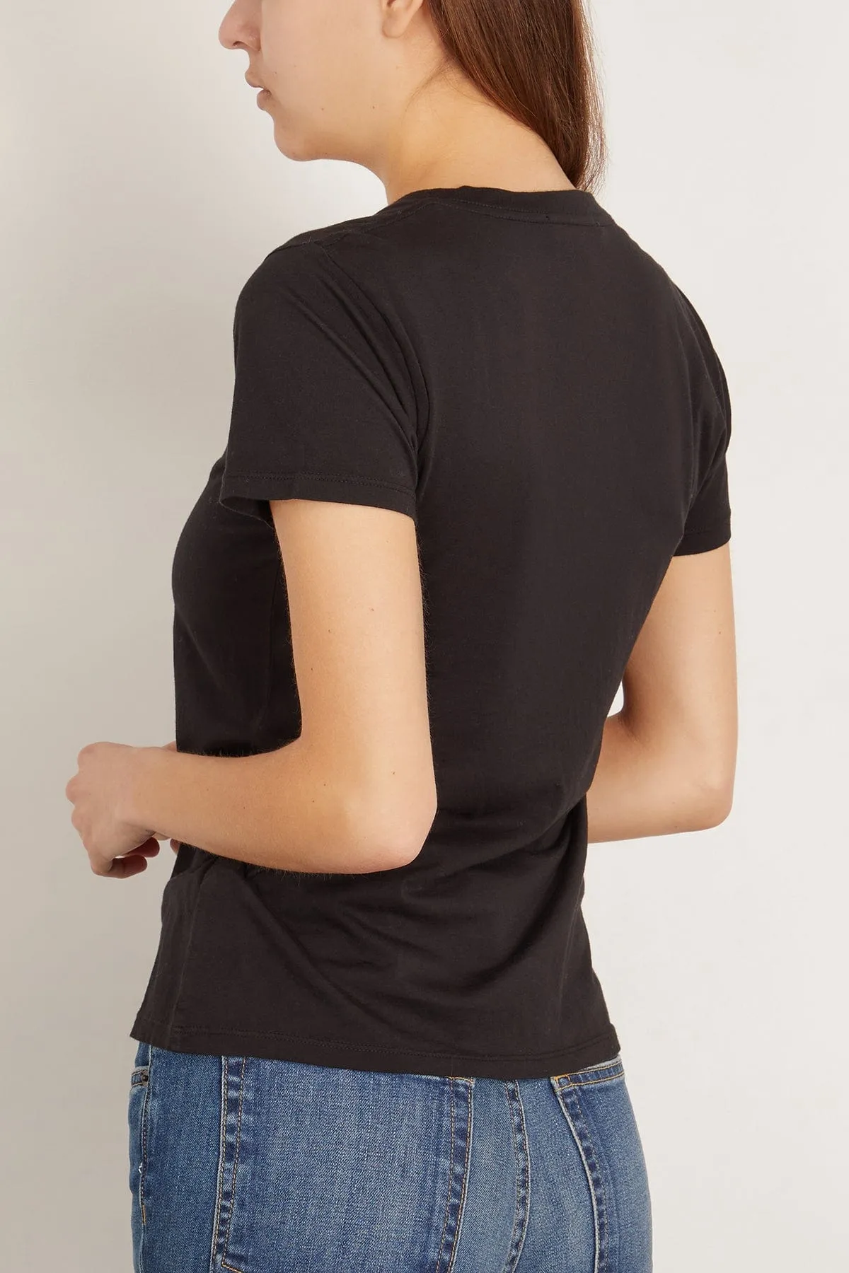 Carol V-Neck Tee Shirt in Jet Black