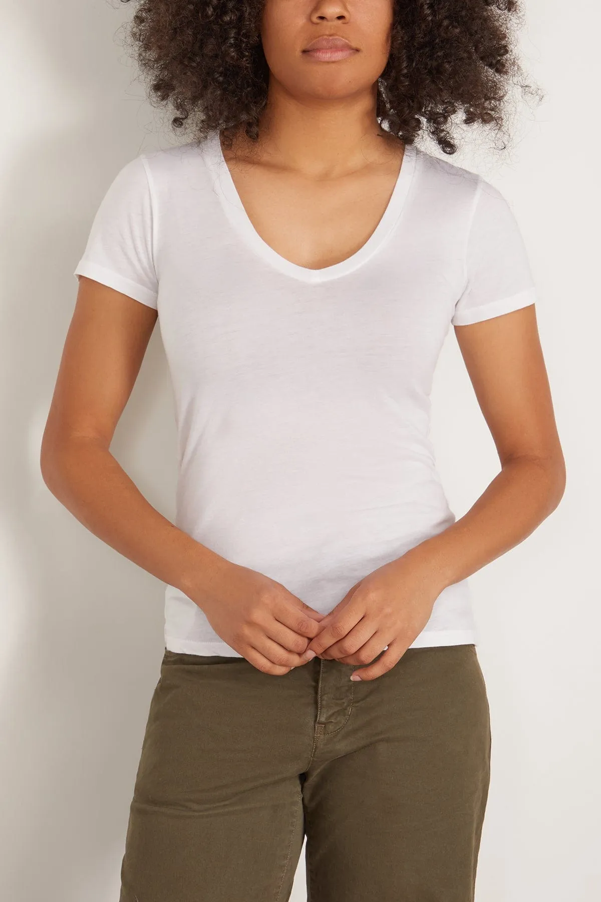 Carol V-Neck Tee Shirt in White