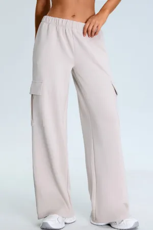Casual Wide-Leg Cargo Sweat Pants for Relaxed