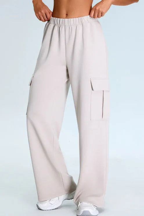 Casual Wide-Leg Cargo Sweat Pants for Relaxed