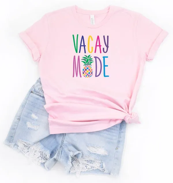 Colorful Vacay Mode Pineapple Crew Neck Tee